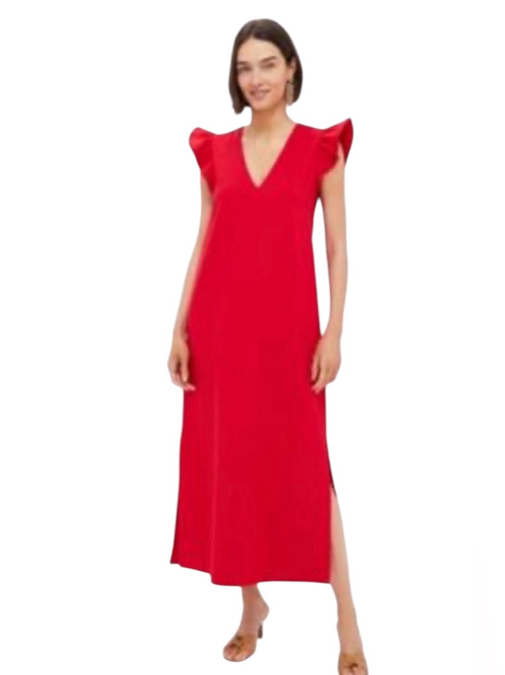 Pomander Place Tuckernuck Miko Flutter Sleeve Maxi Dress Red XL V-Neck NWT